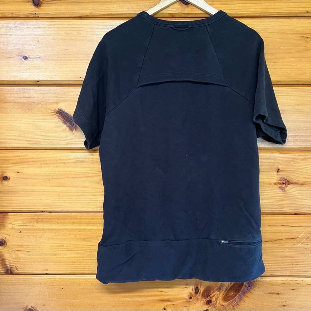 Theory Men's Black Short Sleeve Round Neck Cotton Sweatshirt M - 3 Pockets - Picture 1 of 7